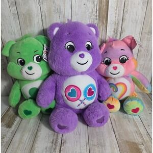 Care Bears Plush Lot Share Bear Good Luck Togetherness Rainbow 14 Inch Set of 3